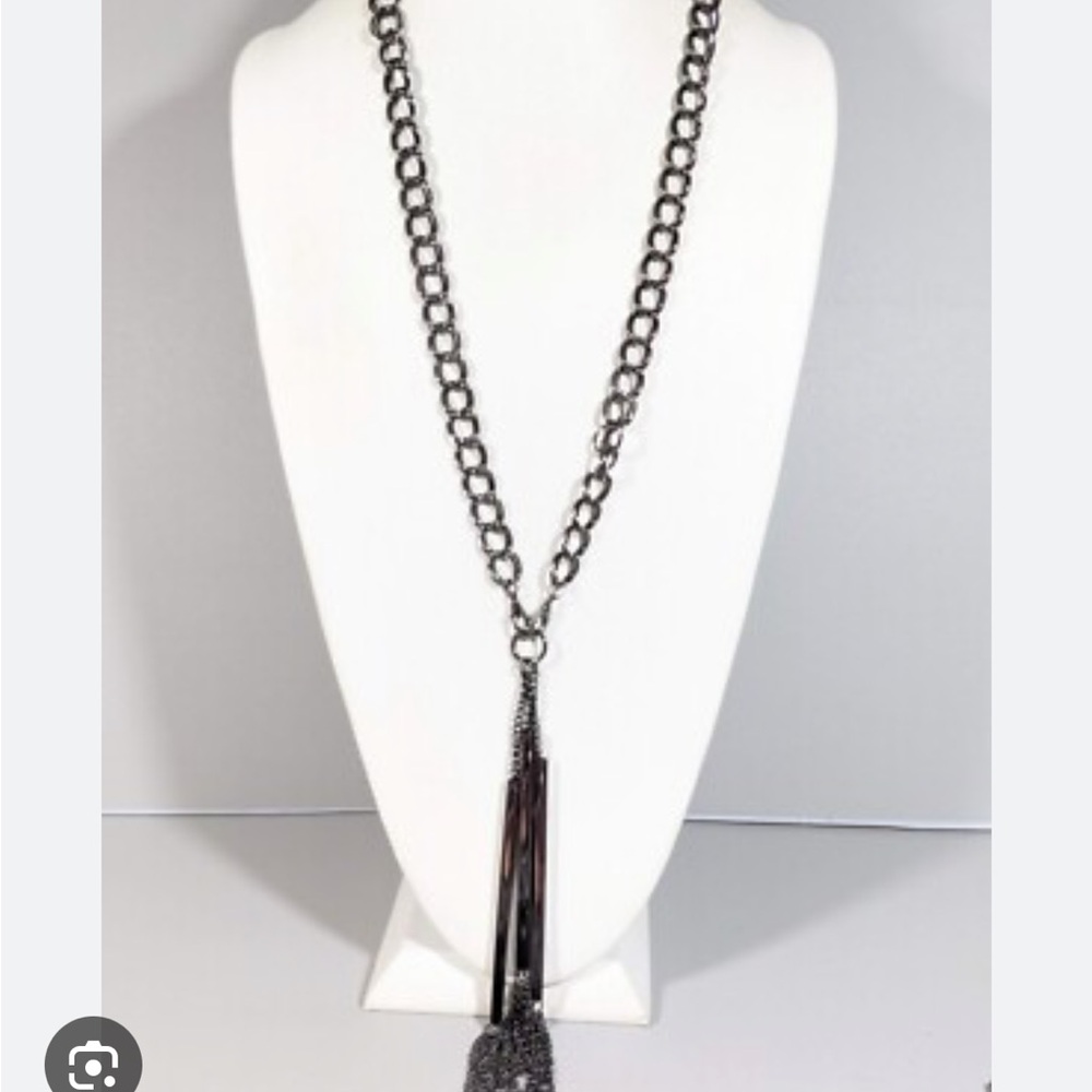 Premier Designs “Into the Swing” Black Chain Tassel Necklace